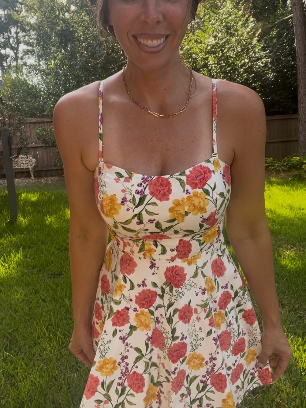 miami White Floral Mini Dress with Pink & Yellow Blooms